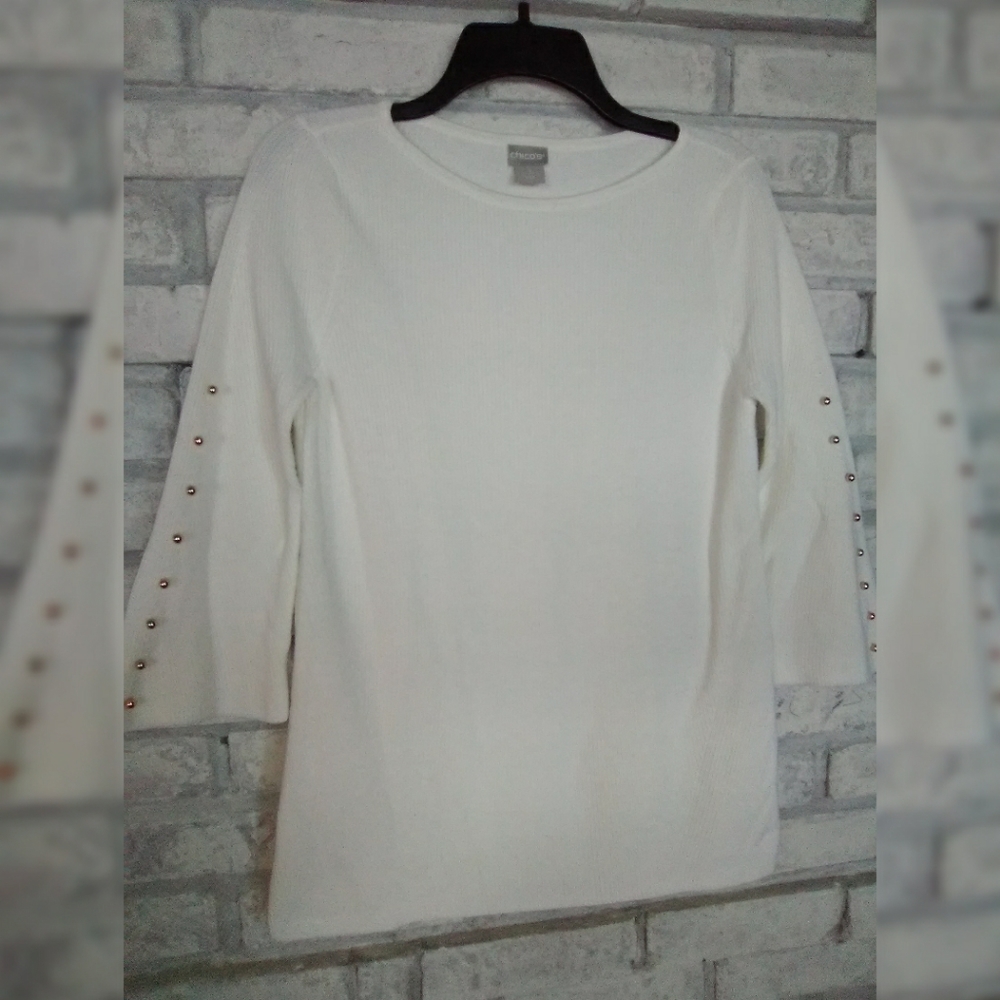 Chico's White 3/4 Sleeve Sweater